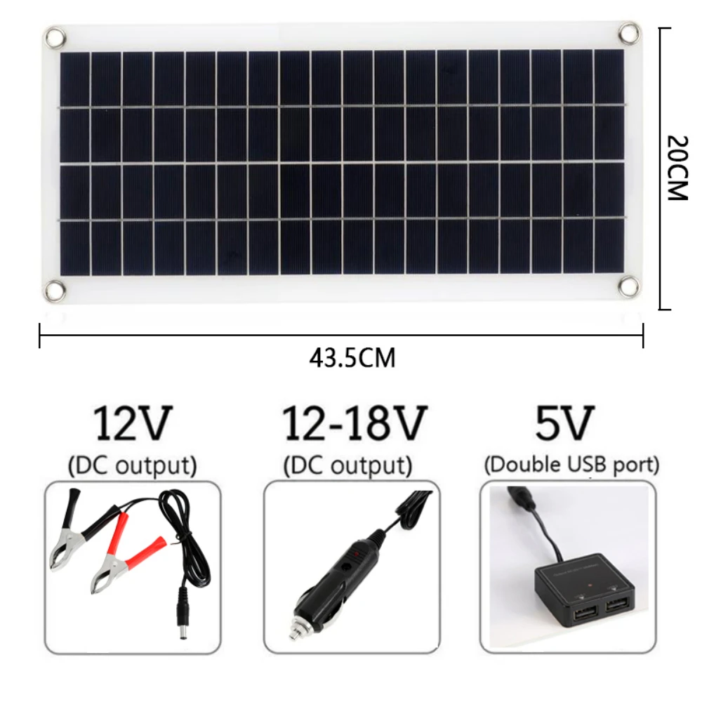 Солнечная панель 30 Вт полный комплект 12 В USB портативная уличная поликремниевая