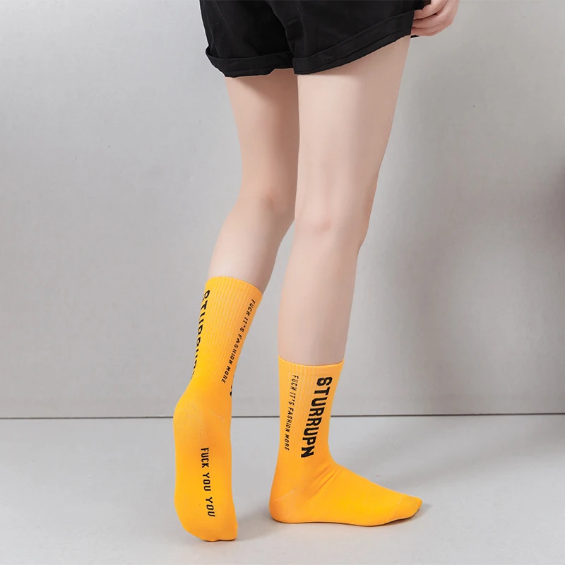 3 Pairs/Box Simple Letter Stockings Cotton Streetwear Harajuku Soft Sturrupn Breathable Funny Long Gift for Men Women Socks Pack
