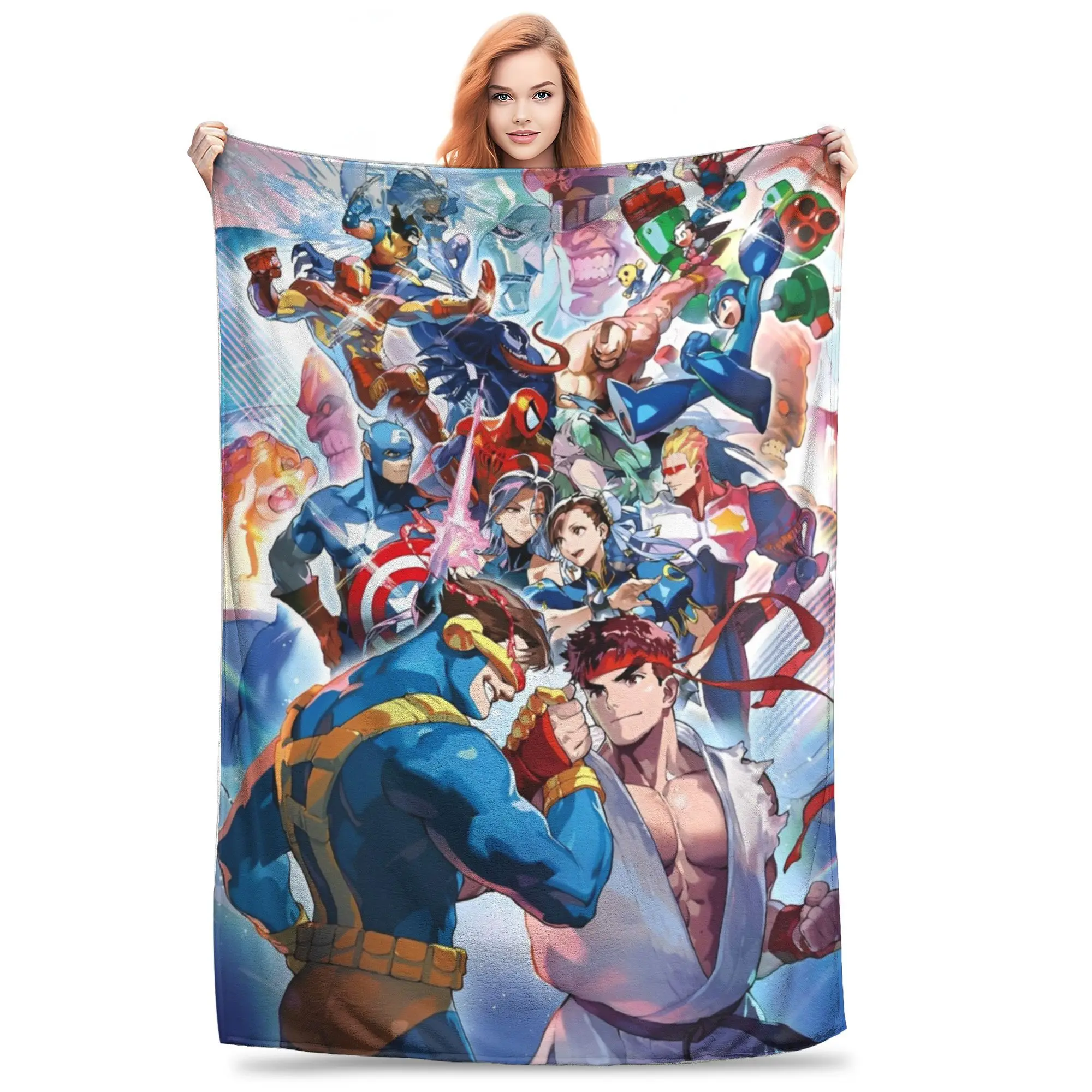 Marvel Rivals Blanket Cover Hero Shooter Video Game Fuzzy Throw Summer Air Conditioning Decoration Soft Warm Bedspreads