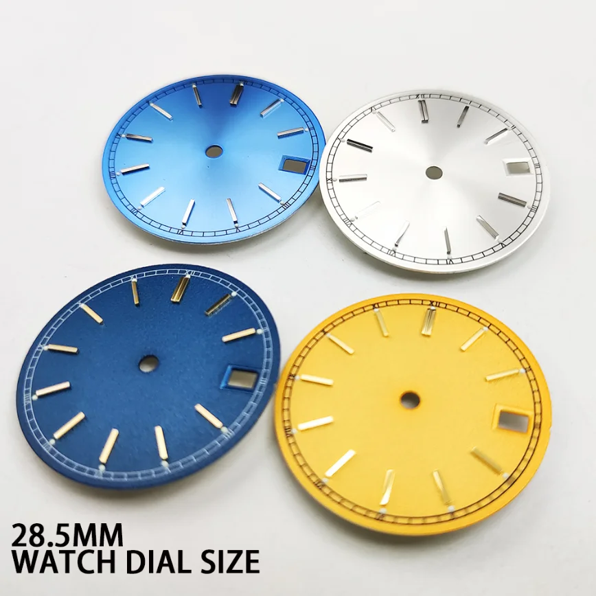 

28.5MM Watch Dial Date Window Four Gold and Silver Bar Studs Luminous Dial for NH35/4R Movement Watch Accessories
