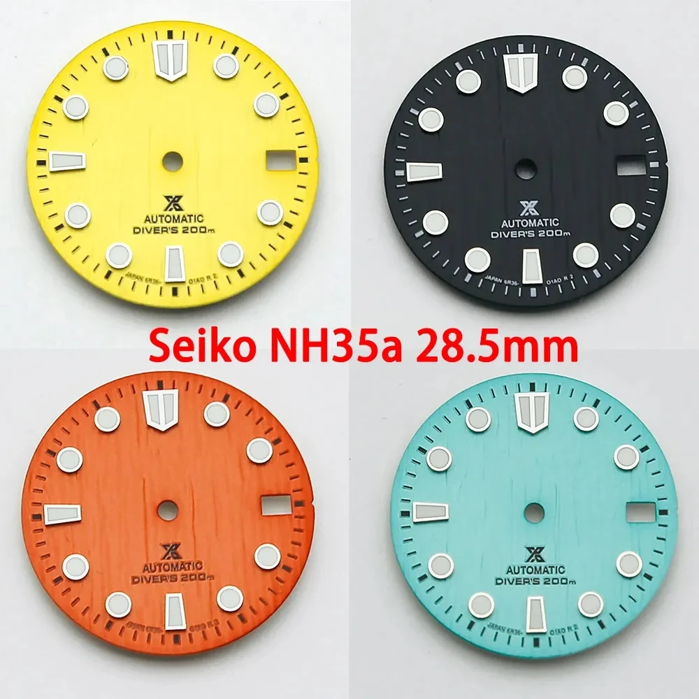 

Applicable to Seiko NH35a Movement 28.5mm 3C Green Light Dial, New Wavy Surface Diving Watch Modified Parts