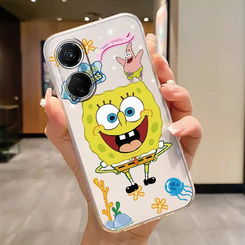 Мягкий силиконовый прозрачный защитный чехол для Poco C65 губка-Боб-Патрик-звезда