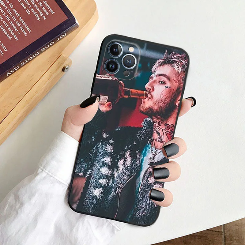 Мягкие чехлы для телефонов iphone 16 15 14 13 12 11 Pro XS Max Mini XR 7 8 Plus 16ProMax L-Lil P-Peep Rapper черный
