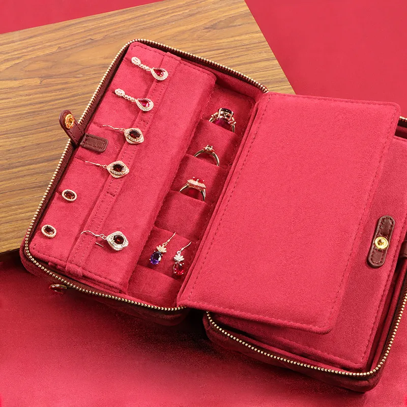 

Модная Высококачественная сумка для ювелирных изделий на молнии, портативный дорожный Чехол для хранения ювелирных изделий, кожаный чехол для серег, ожерелий, колец, шкатулка для ювелирных изделий