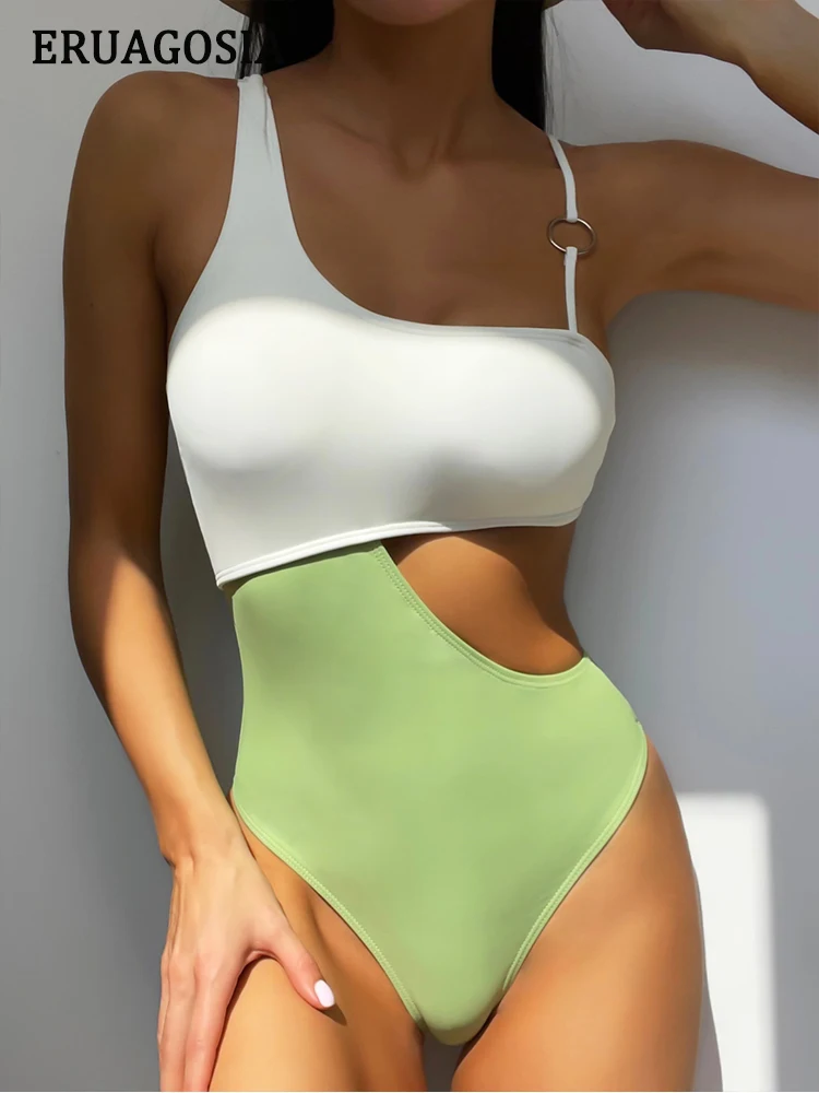 

One Piece Swimsuit 2022 New Sexy Swimwear Women Summer Bathing Suit Female Beachwear Patchwork Bodysuits Cut Out Monokini