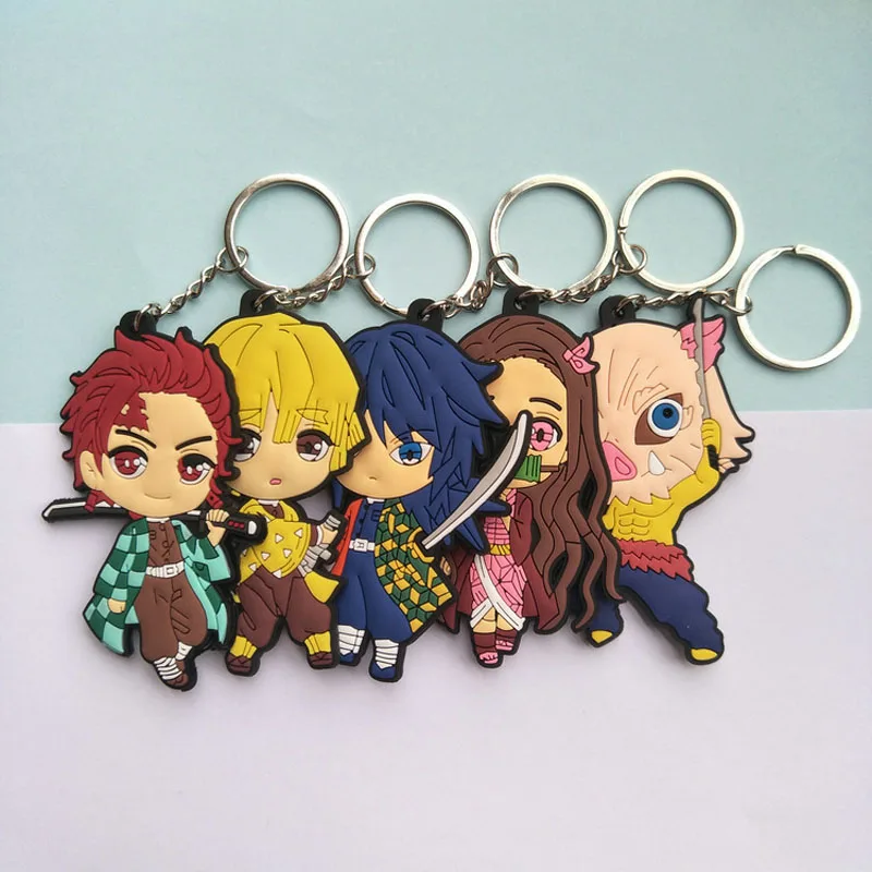 

20Pcs Anime Demon Slayer Kimetsu No Yaiba Double-Sided Keychain Pvc Keyring Schoolbag Charm Accessories Kid Gift Cosplay Pendant