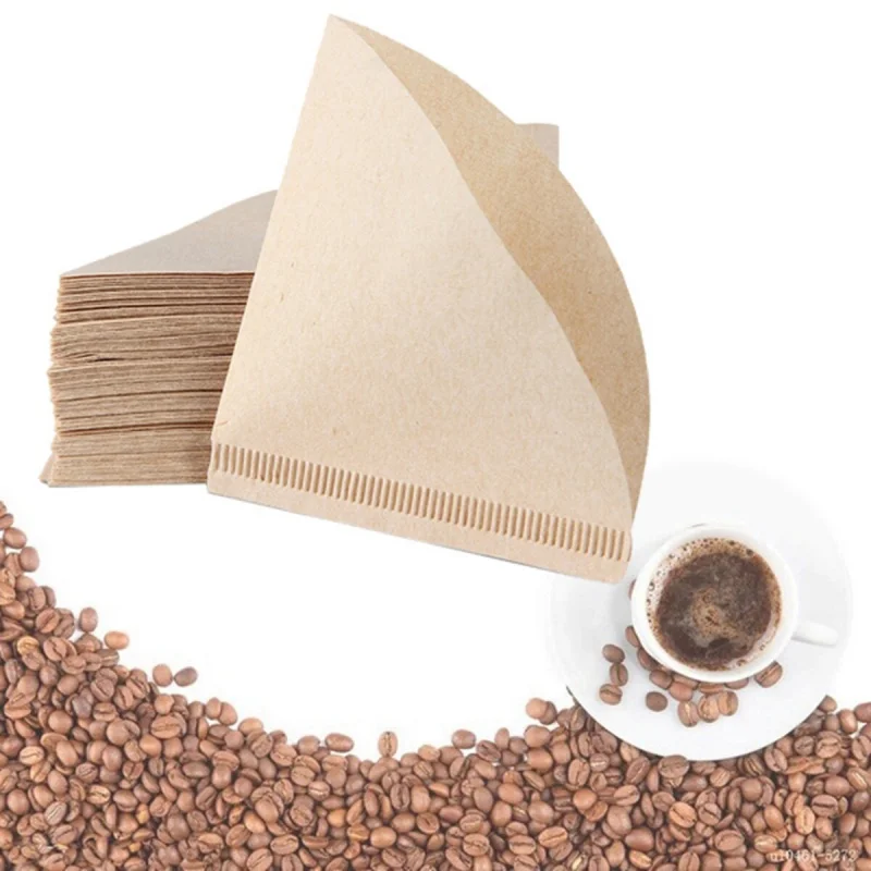 

100PCS Coffee Filter Drip Bowl Paper 1-4 Cup Wooden Original Cocoa Tea Strainer Bag Infuser Machine Cake Cup Accessories Set