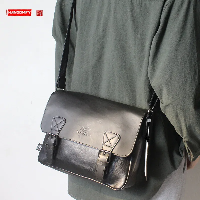 Модная брендовая сумка через плечо из мягкой кожи мужская сумка-мессенджер