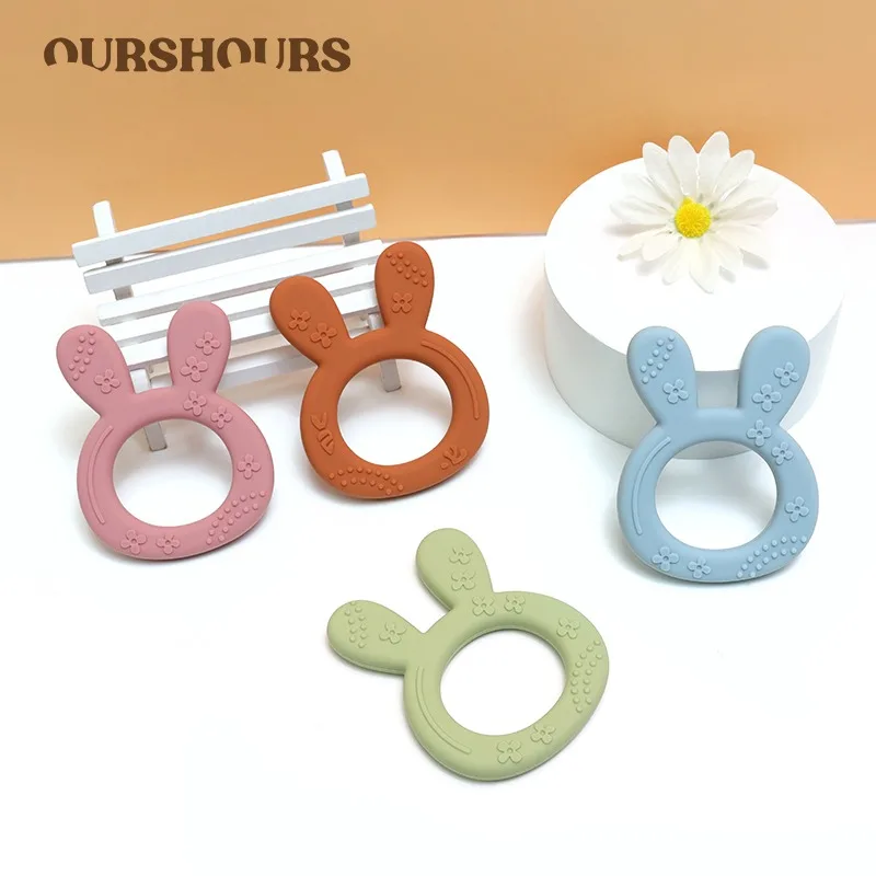 kreskówka królik dziecko miękki silikonowy gryzak pierścień BPA Free noworodka do żucia zabawka sensoryczna Food Grade maluch ząbkowanie
