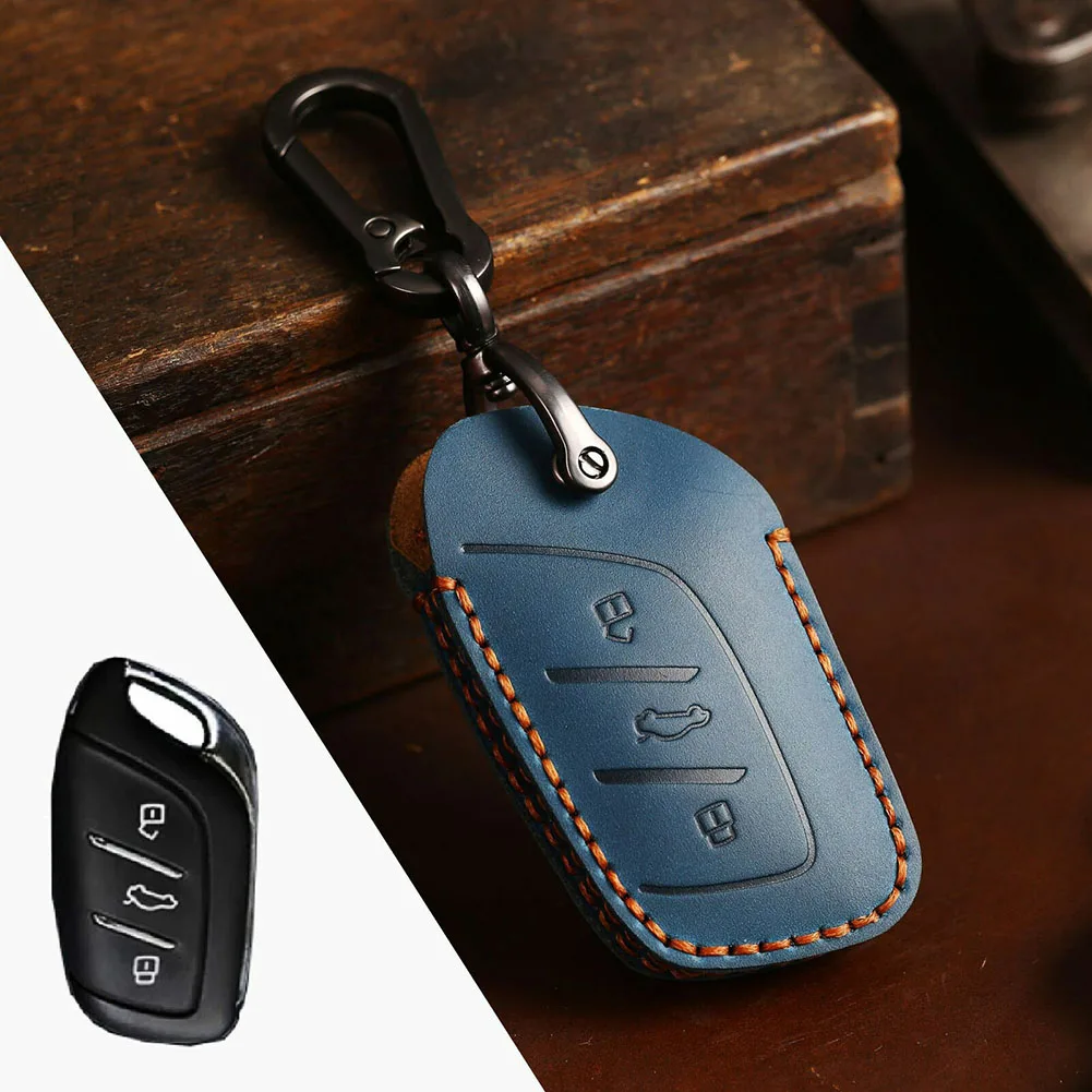 

Leather Stylish Cowhide Key Fob Cover for MG ZS EV 2022 HS MG3 MG5 MG6 MG7 Anti Drop Wear Resistant and Full Coverage