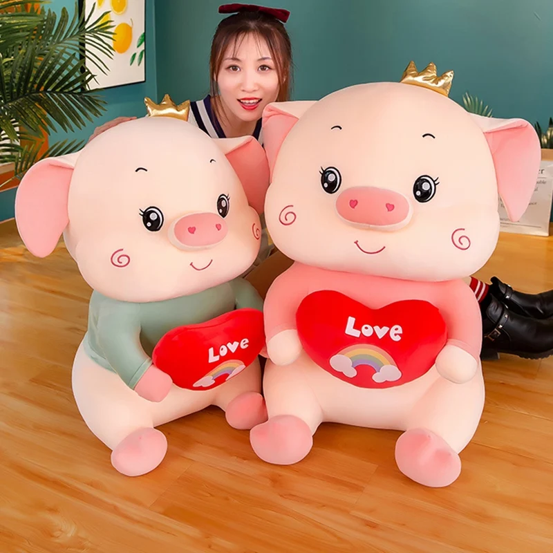 

40-70cm Pink Pig Plush Toy Stuffed Sitting Lovely Pigg Doll Soft Down Cotton Pillow For Girlfriend Lover Valentines' Day Present