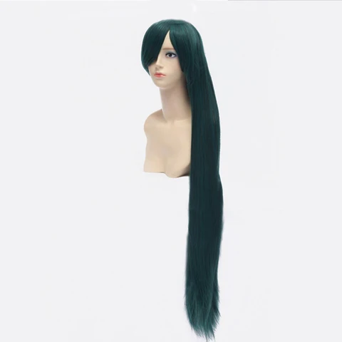 HAIRJOY Pluto Meiou Setsuna зеленый парик для косплея со съемной булочкой 100 см длинные прямые синтетические волосы