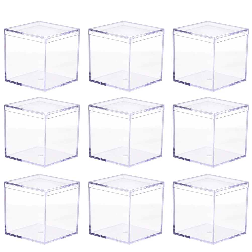 

9pcs Mini Acrylic Storage Boxes Square Candy Snacks Storage Containers Gift Box