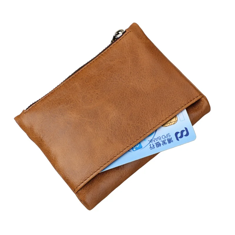 Genuine Leather Anti-theft Brush RFID Crazy Horse Top Layer Cowhide