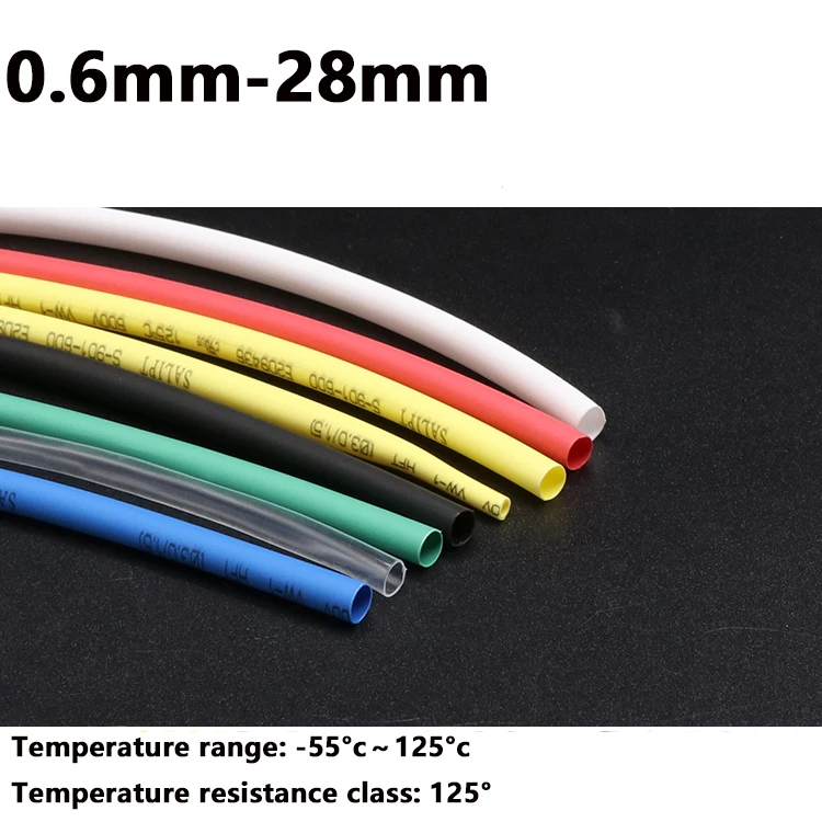 

Цветная термоусадочная трубка, 2 шт., термоусадочная трубка, Изоляционная трубка для проводов и кабелей, термоусадочная трубка 1 метр 0,6 мм-2,8 ...