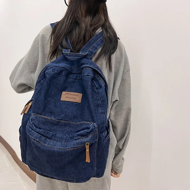 

Women Backpack Large Fashion Canvas School Bag for Teenager Girls 2022 Denim Rucksack Female Student Backapcks Travel Mochila