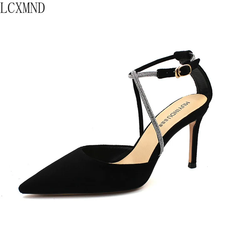 

High-quality Sandals with High Heels for Women 2021 New Fashion Sandal with Pointed Toe and Thin Heel Bun Buckle Banquet