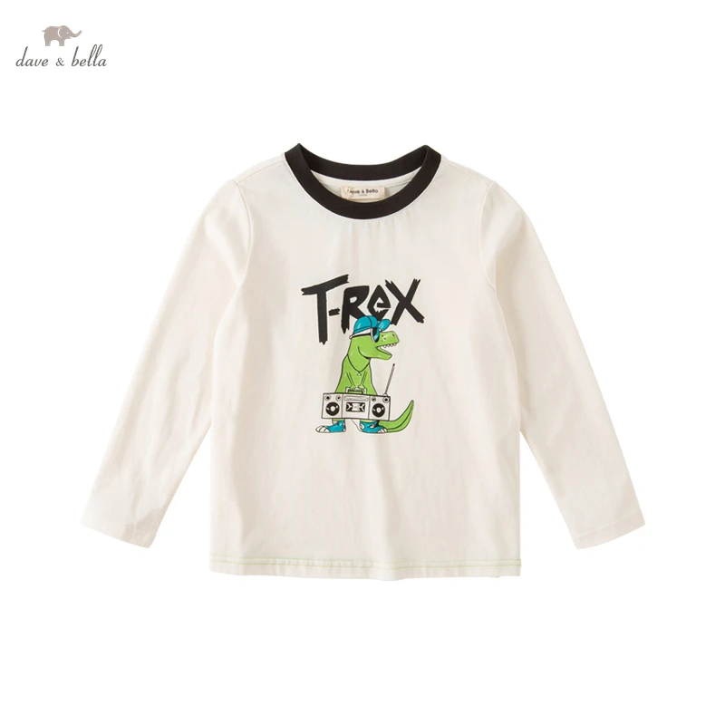 

DK1230419 Dave Bella Весенняя детская верхняя одежда, детская модная футболка с мультяшным принтом, высококачественные модные футболки для девочек