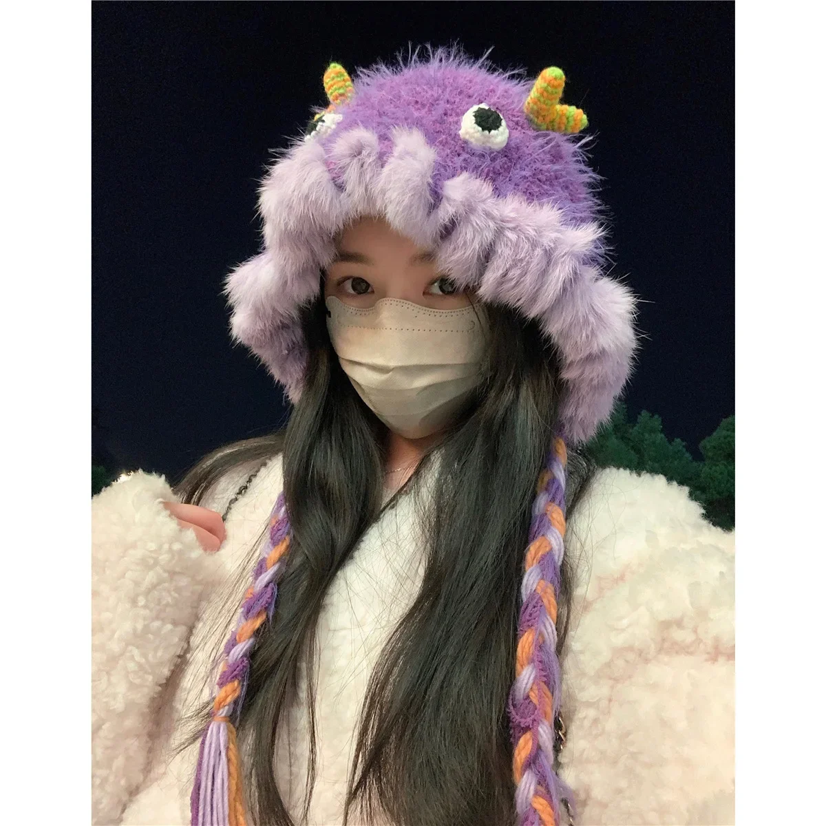 Ding Walk Dwarf милая кепка-монстр женская осенне-зимняя теплая защита ушей вязаная