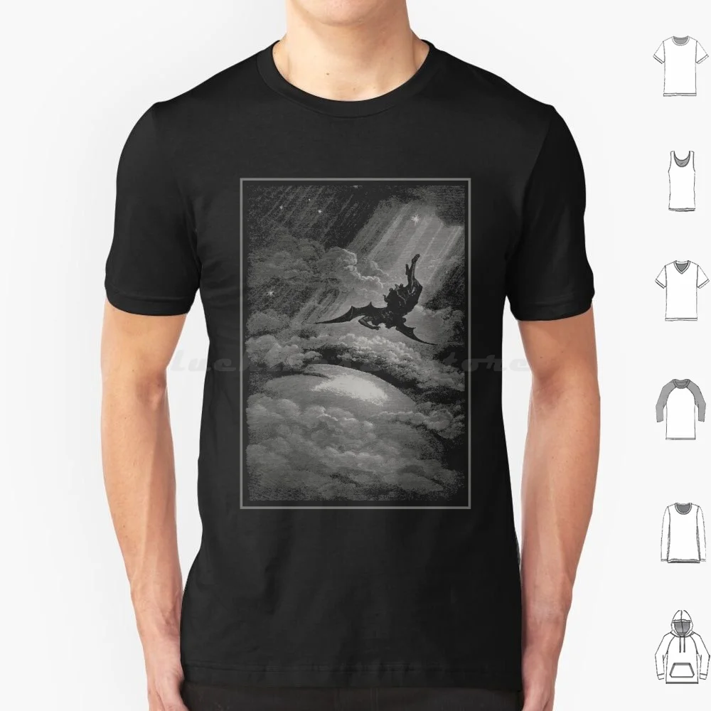Фото Футболка 6xl Хлопковая крутая футболка Dore Gustav Dore Art History Fine Art Сатана Люцифер Dark Arts Gloominati Fall Heaven №1