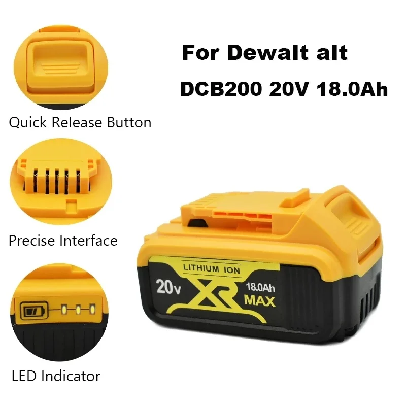 

DCB200 20V Max XR 18.0Ah lithium replacement battery for DeWalt 20V DCB184 DCB200 DCB182 DCB180 DCB181 DCB182 DCB201 DCB206 L50