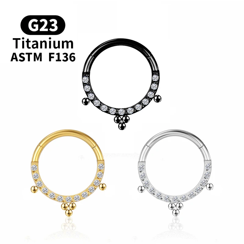 

Helix Piercing G23 Titanium Ear Tragus Earrings bead Nose Rings Septum Hinge Segment Zircon Cartilage Clicker Body Jewelry Woman