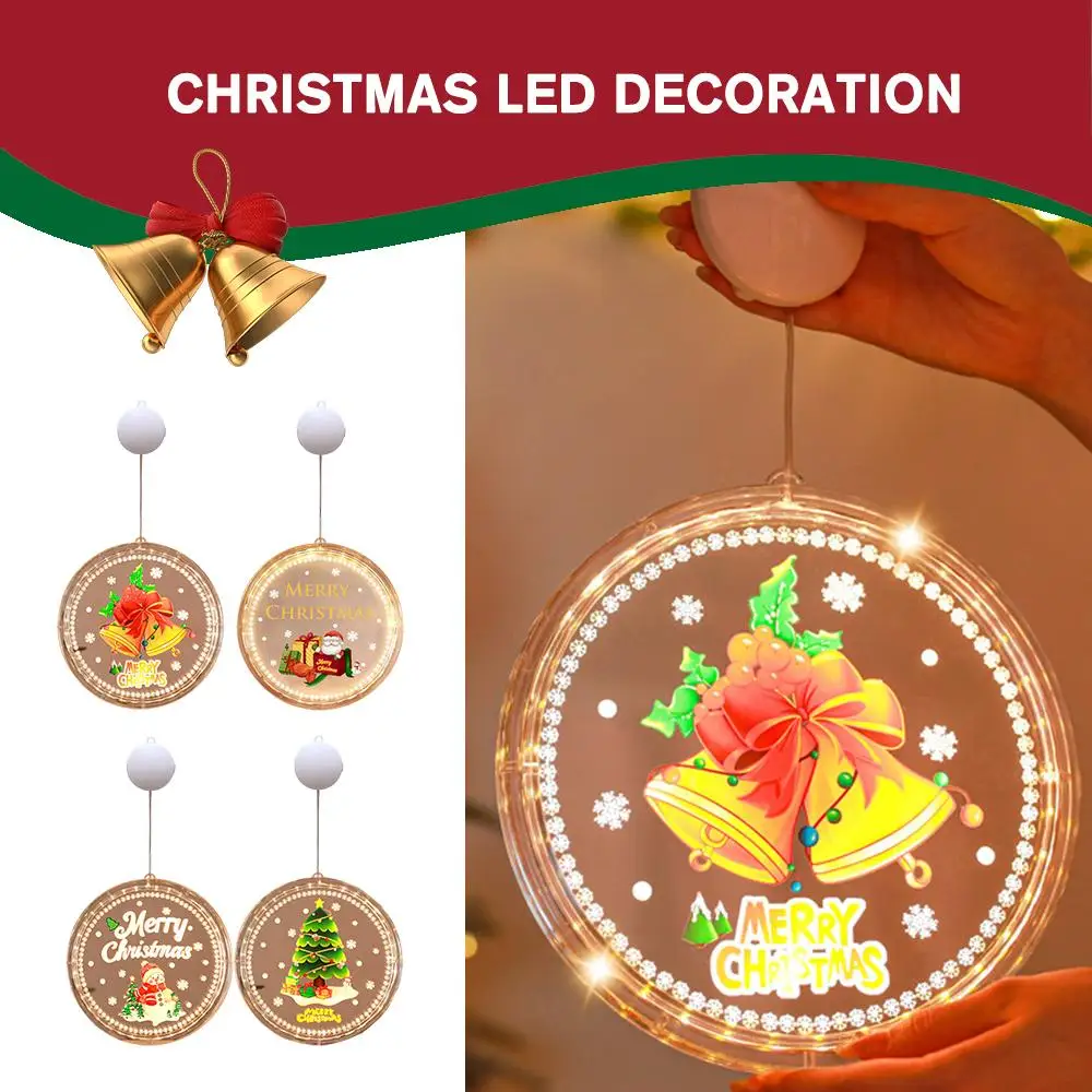 

1 шт. Рождественская светодиодная присоска, декоративные светильники, присоска, Подвесная лампа для дома, лампа на окно Merry Ha Z8N2