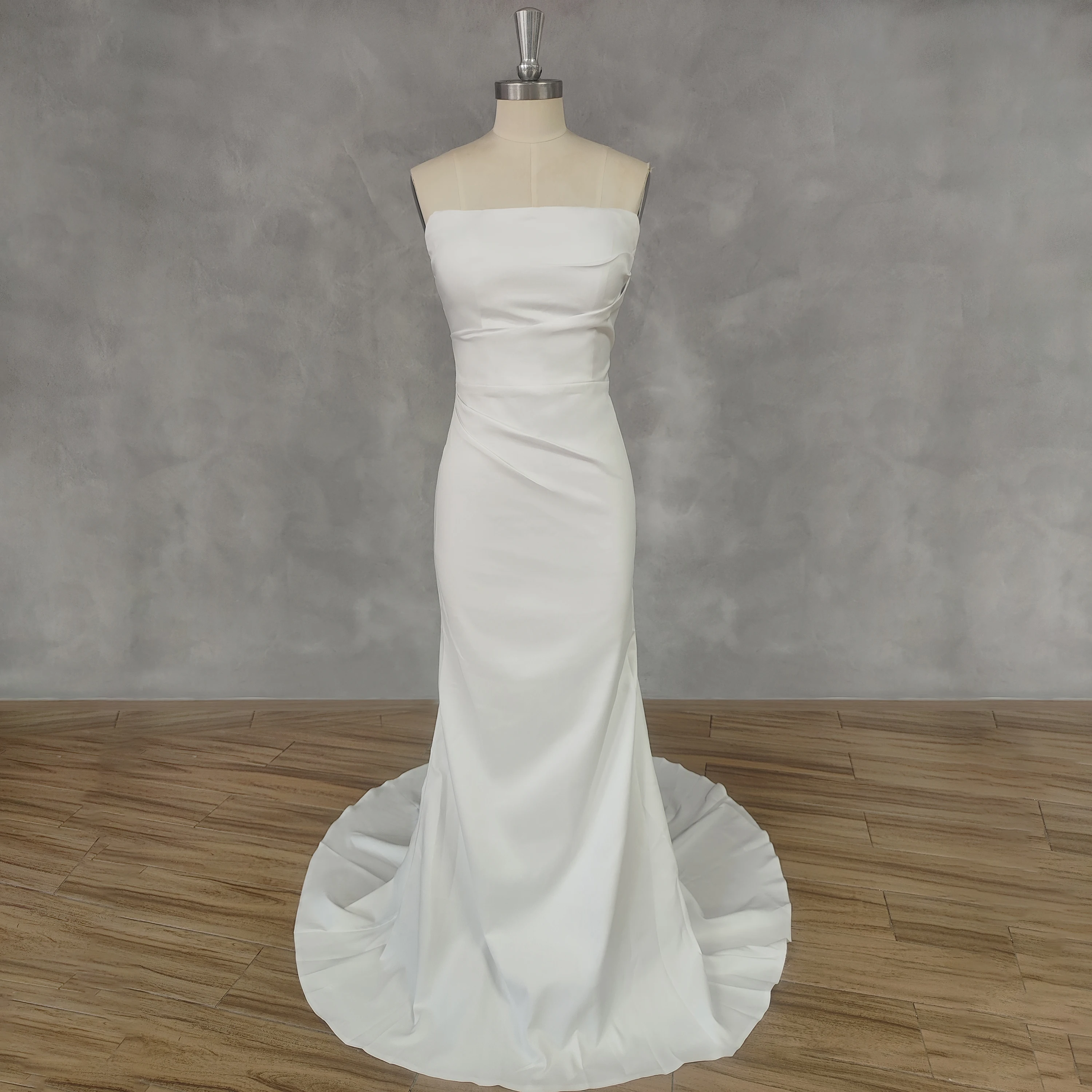 Женское свадебное платье с юбкой годе DIDEYTTAWL простое без рукавов вырезом лодочкой