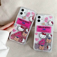 hello kitty quicksand glitter phone cases for samsung s22 ultr s21 s21 fe a71 a72 a52 note 20 ultra s30 plus