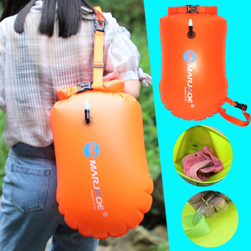 

Swim Buoy Safety Float Dry Bag Inflatable Drifting Storage Bag Lifesaving Buoy for Camping Swimming Boating Kayaking Rafting