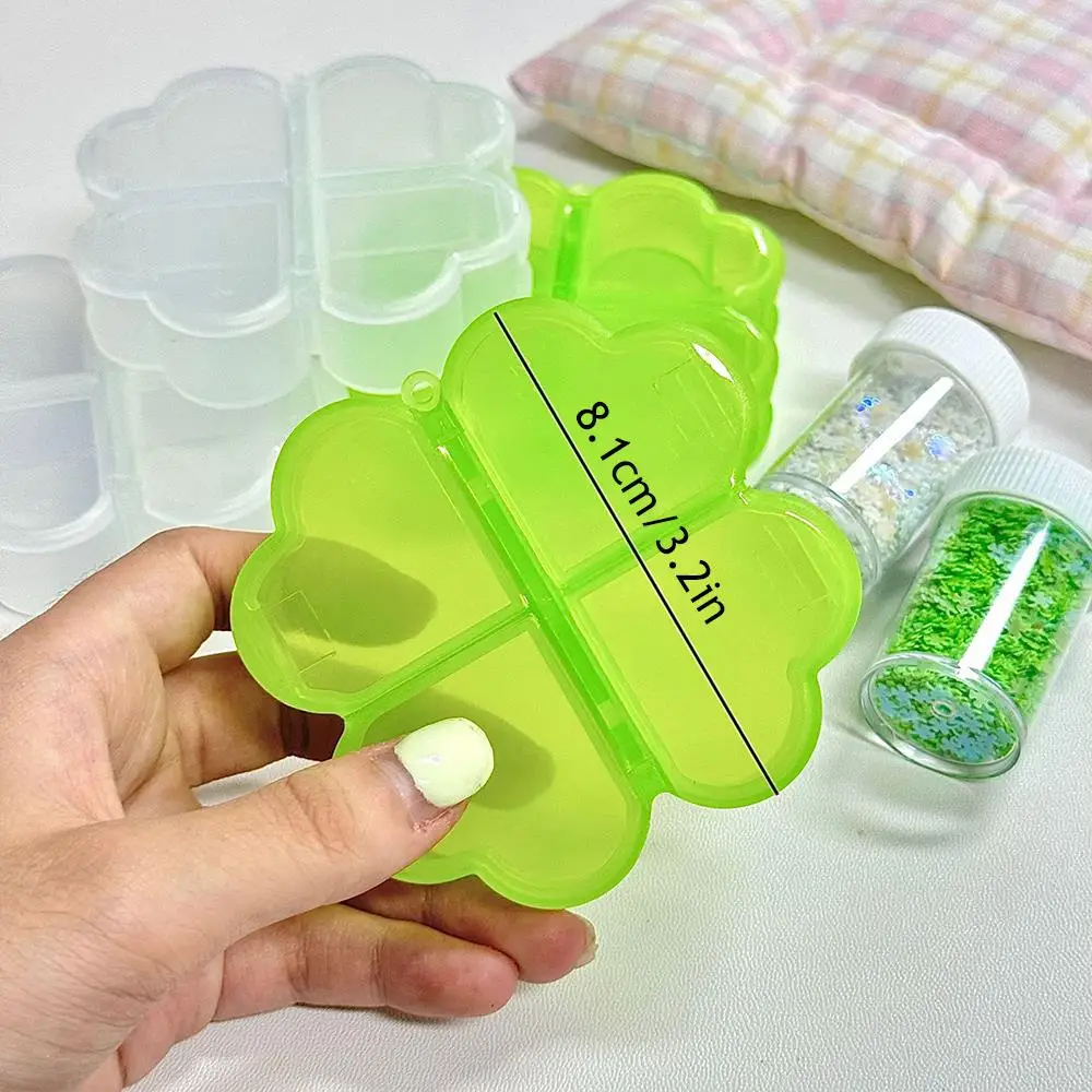 

Коробка для таблеток, органайзер для скрапбукинга, коробка для хранения, декор с четырьмя листами клевера, содержит прочные пластиковые принадлежности, мини-футляр для самостоятельного изготовления в стиле INS