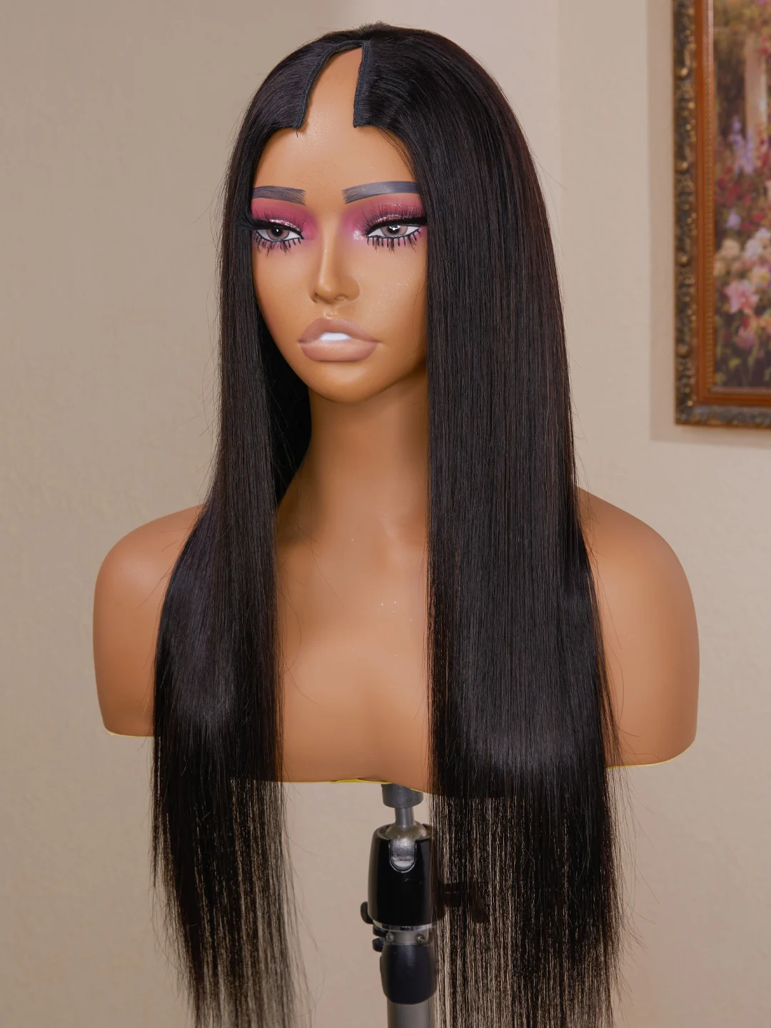 24 inch Long Black U Part Wig European Remy Human Hair Silk Straight Wigs Glueless Jewish Natural Color Soft Wig For Black Women