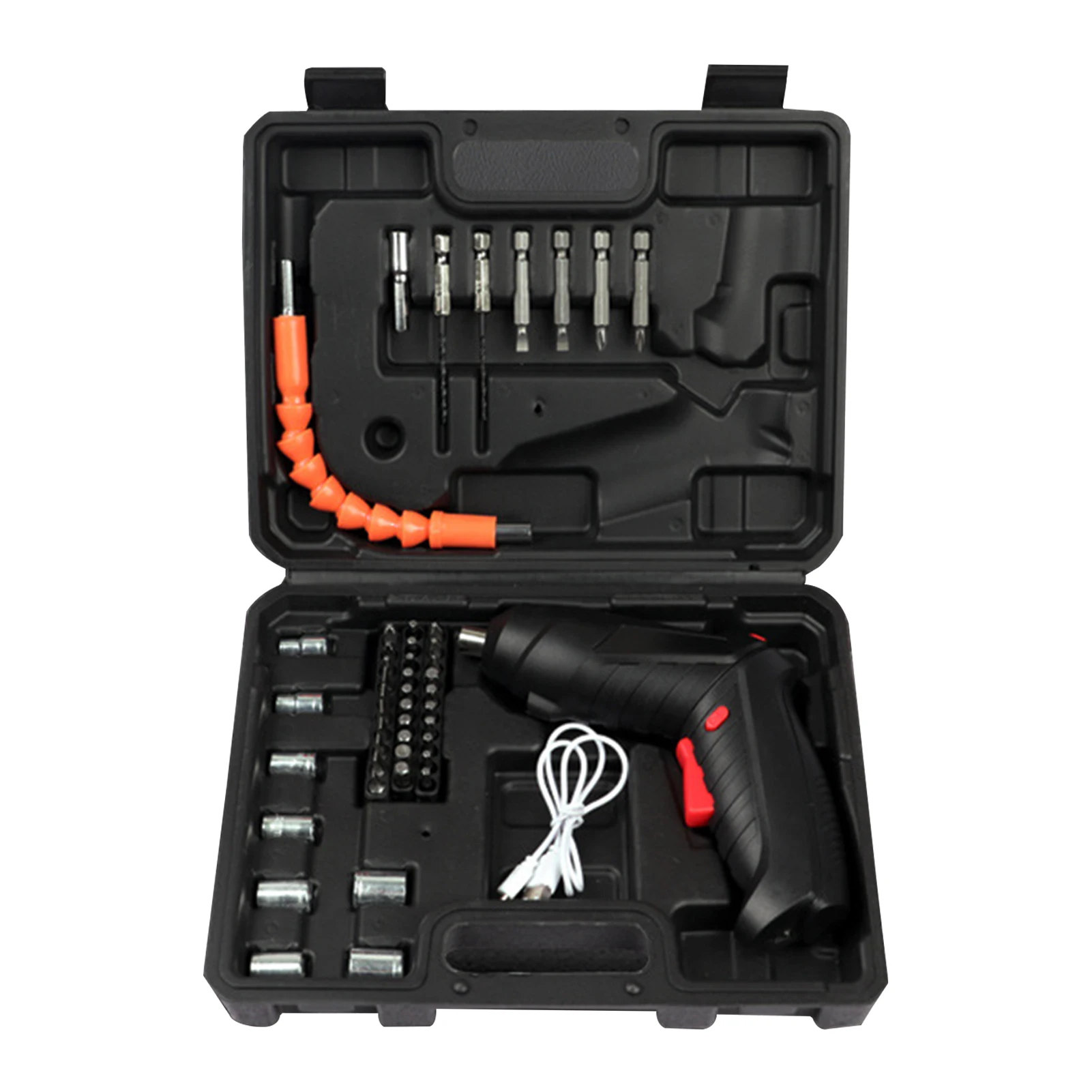 

47pcs 4V Cordless Labor Saving Electric Screwdriver Set For Repair Adapter LED Lighting 2 Position Handle Detachable Drill Head