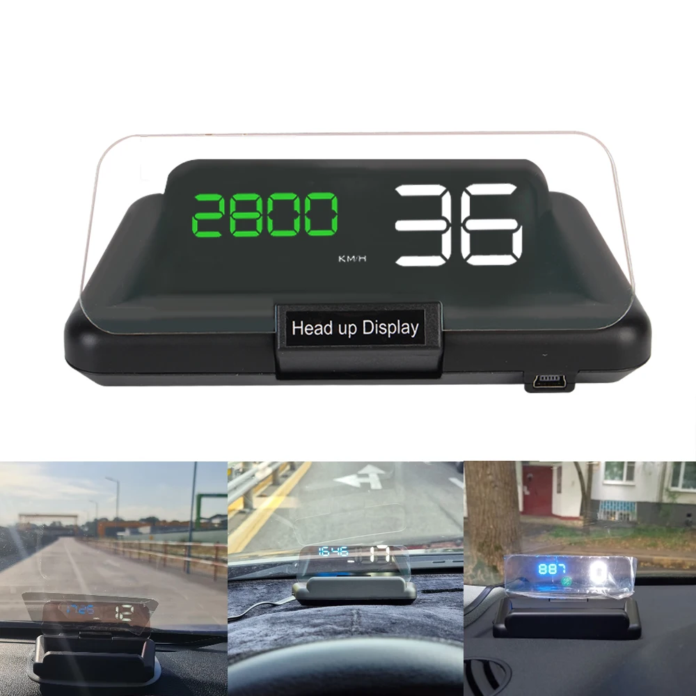 

Car Head Up Display C500 HUD Water Temp RPM Voltage Test Alarm Windshield Mirror Projector OBD2 Speedometer Clock Accessories