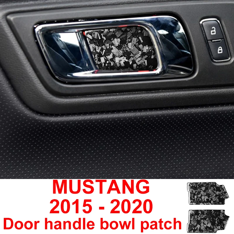 

Накладки на дверную ручку из углеродного волокна для Ford Mustang 2015-2020, внутреннее украшение для чаши, автомобильные наклейки, кованый узор, аксессуары для интерьера