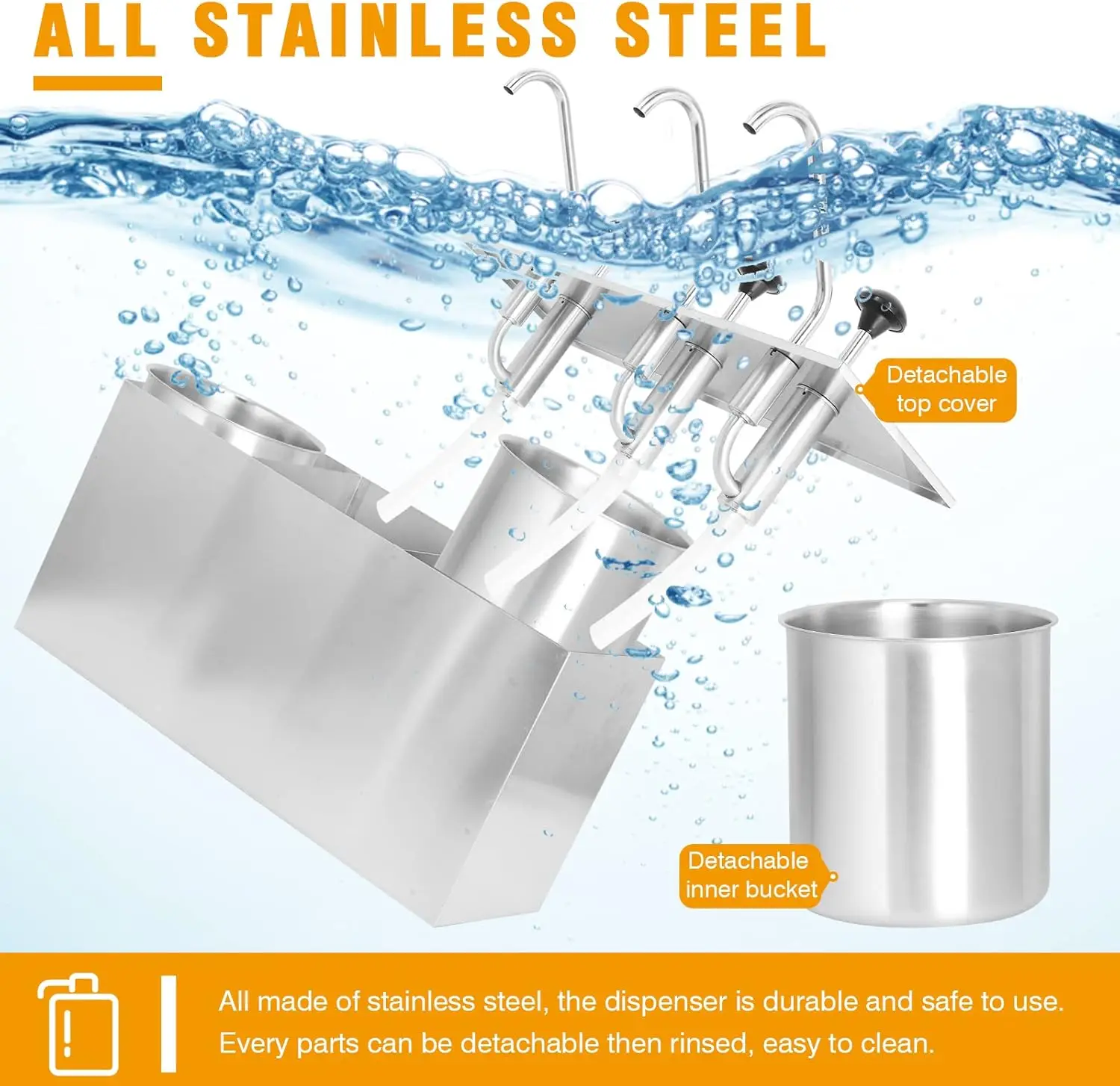 3 ведра быстросъемный насос из нержавеющей стали для специй диспенсер кетчупа