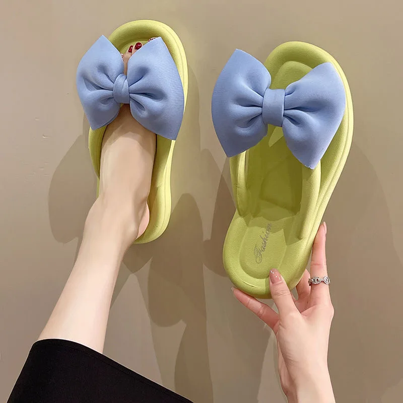 Cute Bow Flip Flops for Womens 2023 New Spring Outdoor Shoes Slides Sweet Casual Bowknot Ladies Slippers Summer Girls Sandals