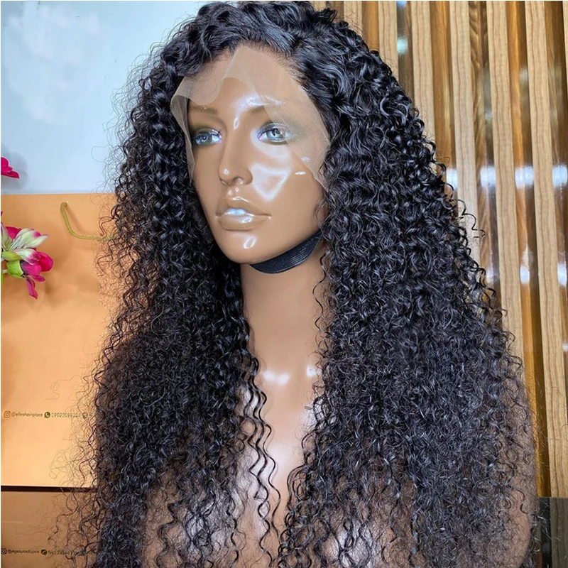 

26Inch 180%Density Long Kinky Curly Synthetic Lace Front Wig For Women With Baby Hair Heat Resistant Fiber Hair Daily Wear Wig