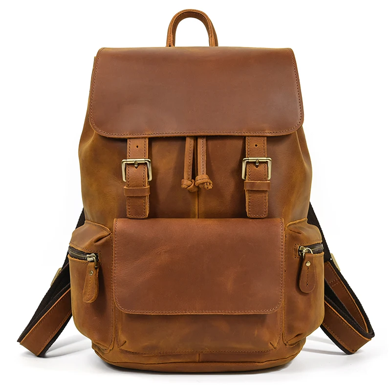 High Capacity Men's Backpack Crazy Horse Backpacks For Women Casual Laptop Bags Men Backpacks For Teenage Schoolbag Travel Bag