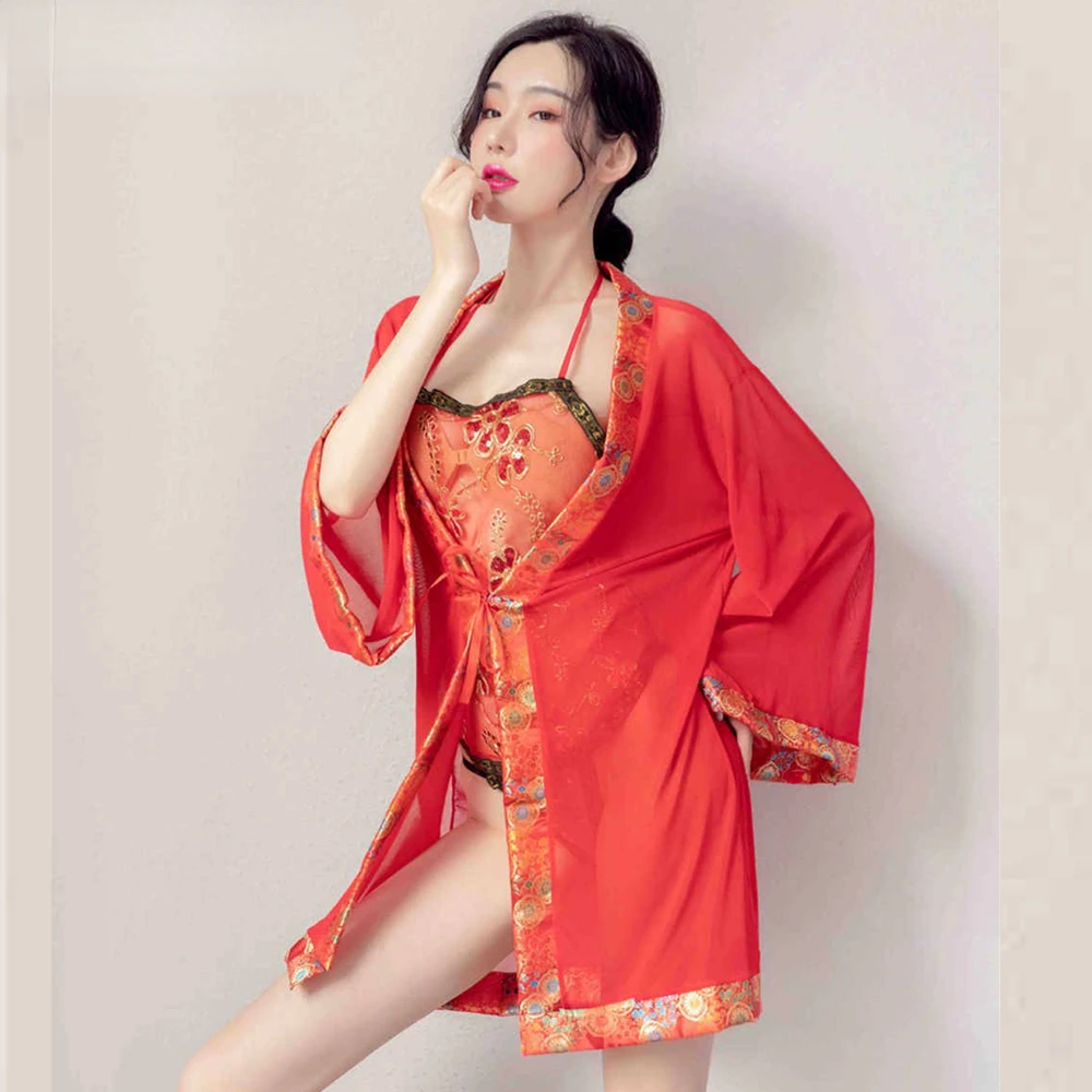 

Sleepwear Women Ladies Nightwear Classic Nightdress Sexy Lingerie Two Pieces Sexy Lace Satin Nightwear Hot Women Dress