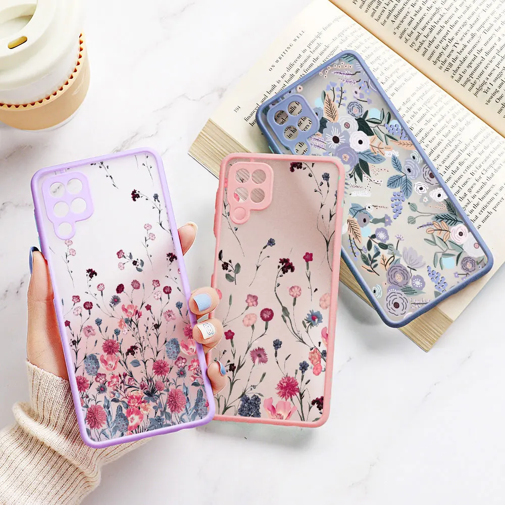 

Flower Phone Case For Samsung S22 Ultra Cases Samsung Galaxy S22 S21 FE S21FE S22Ultra Cover Len Protection Matte Funda Coque