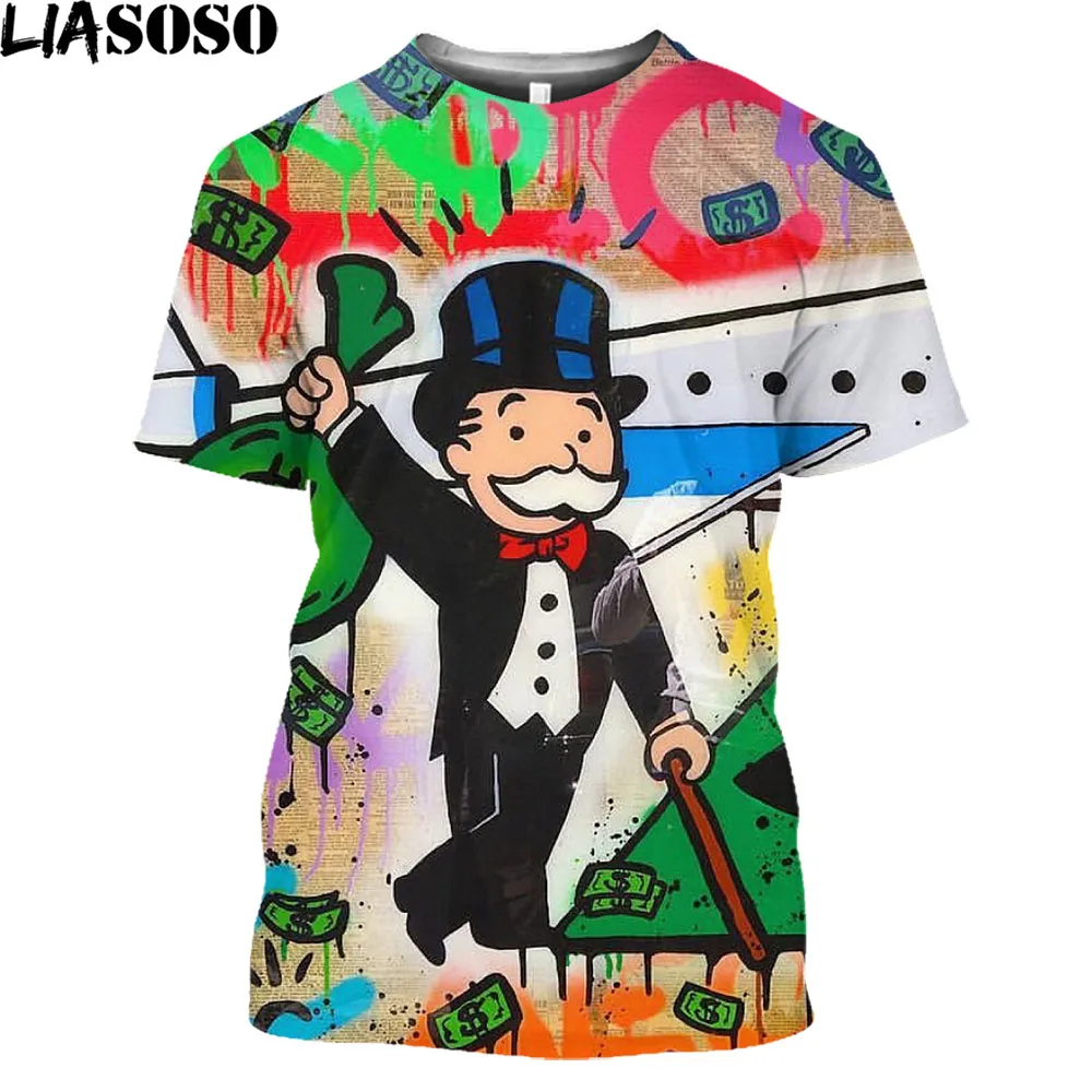 Футболка с рисунком в стиле монополии для мужчин и женщин