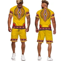 summer 3d african print casual men shorts suits couple outfits vintage style t shirts shorts malefemale tracksuit 2 pieces set