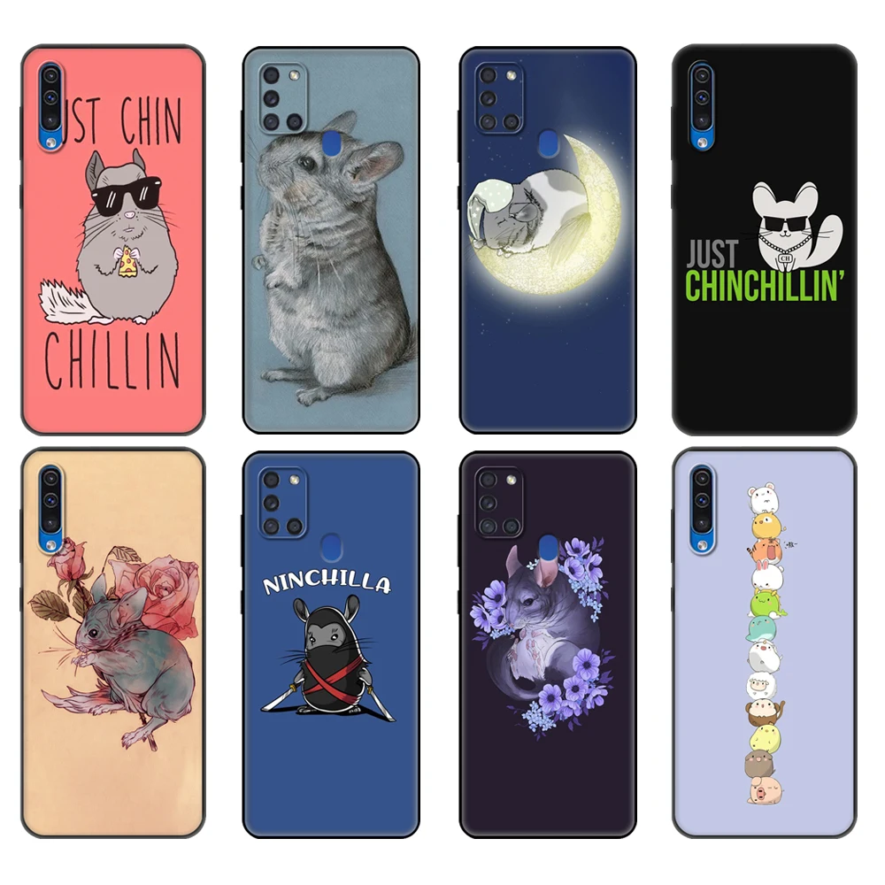 

Black tpu Case For Samsung Galaxy A50 50S A30S A10 A01 A11 A21S A31 A41 A51 A71 M21 M30S S10 LITE Cover Cute Cartoon Chinchilla