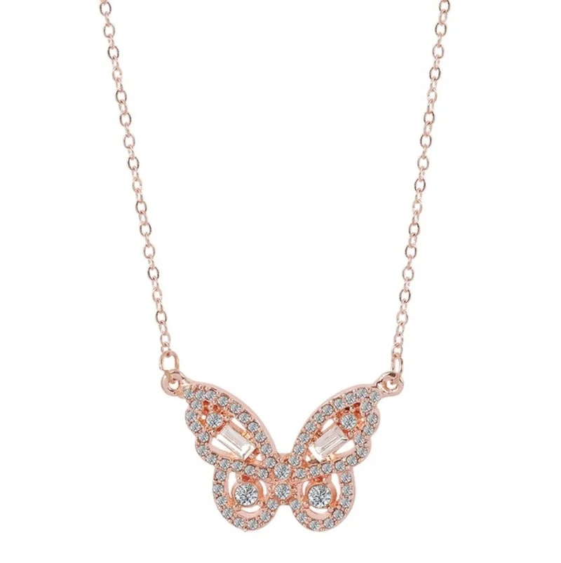 

Ladies Rhinestone Clavicle Butterfly Necklace Silver color Sweet and Shiny Ladies Necklace Birthday Gift Jewelry