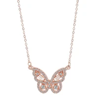 ladies rhinestone clavicle butterfly necklace silver color sweet and shiny ladies necklace birthday gift jewelry