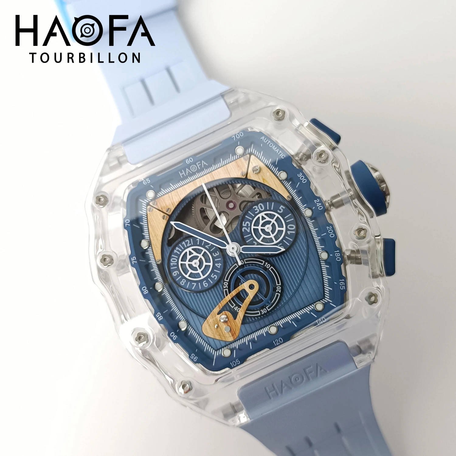 Фото Мужские часы Haofa Crystal с креативным многофункциональным циферблатом, хронографом, автоматическим механическим механизмом, повседневные, модель 2368 №1