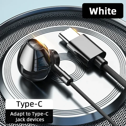 USB Type C Наушники HiFi Бас Стерео Регулировка громкости Микрофон 3,5 мм Проводные наушники для Galaxy S24 S23 S22 S21 Ultra iPhone 15 Pro Max