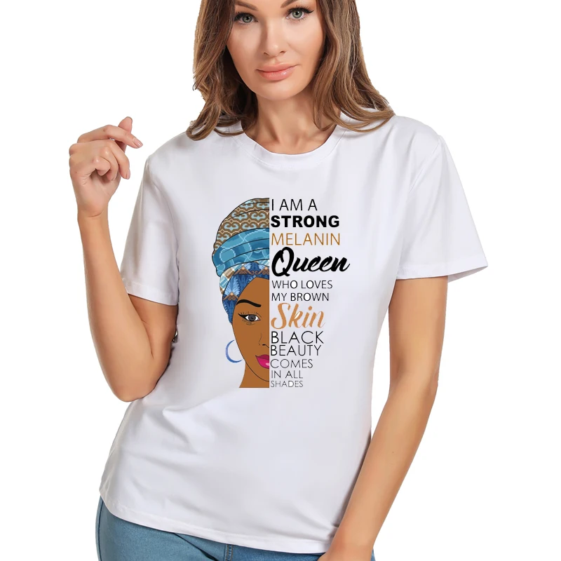 

I Am A Strong Melanin Queen t shirt Women Clothes African Black Girl History Month Female T-shirt Melanin Tee Shirt,Drop Ship