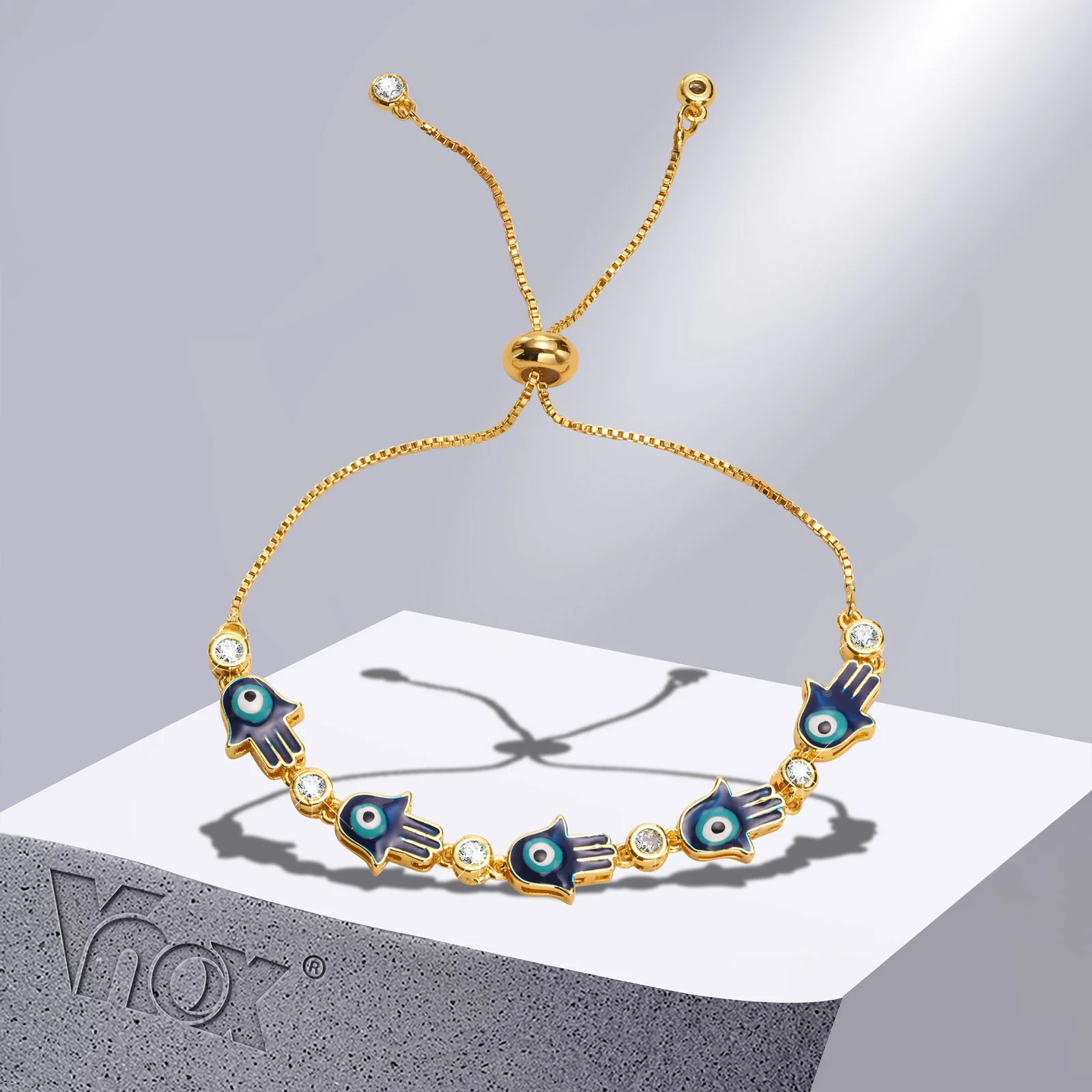 

Vnox Vintage Hamsa Bracelets for Women, Hand of Fatima Spiritual Yoga Buddha Evil Blue Eye Bracelet, Adjustable Wristband